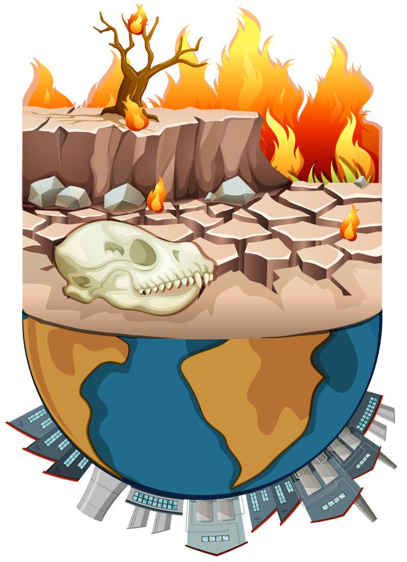 矢量地球污染概念图片素材-地球污染与干旱矢量插图插画-jpg格式-未来