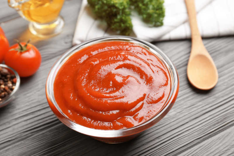 美味的番茄酱特写背景