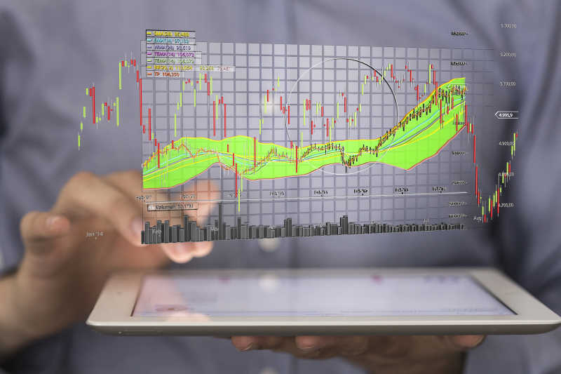 立体投影效果股市走势图表创意