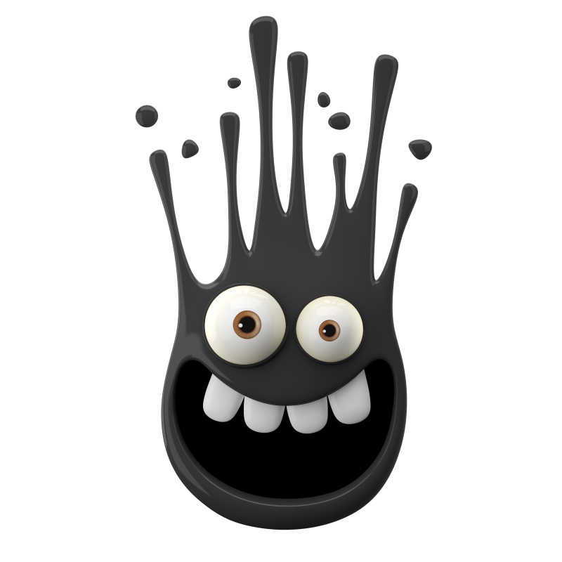 开心笑的3D黑色立体怪物