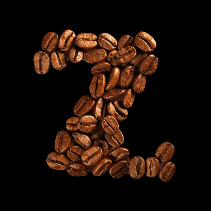 由咖啡豆排列的字母Z
