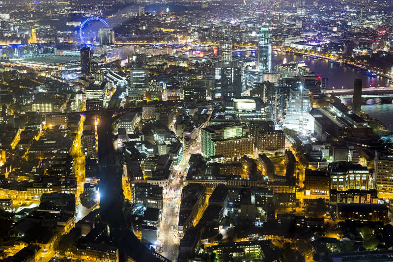 英国伦敦夜景俯视图