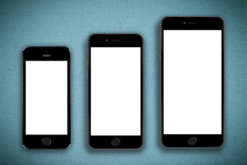 三款白色屏幕的智能手机