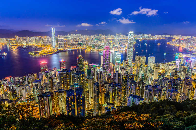 香港维多利亚港的夜景