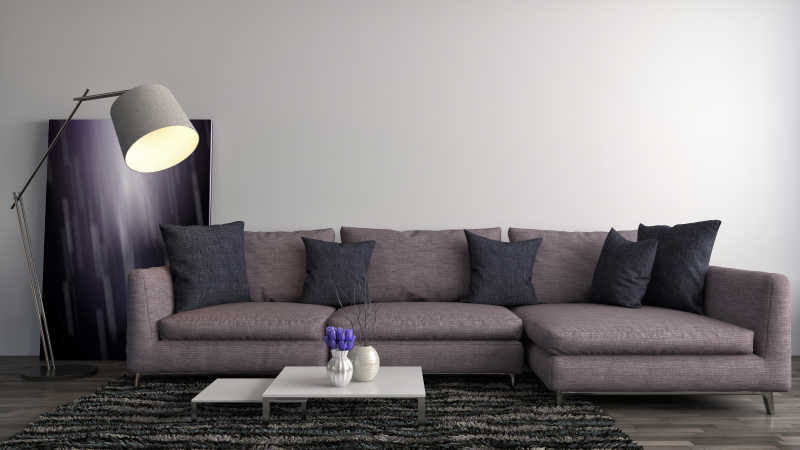 客厅暗紫色沙发