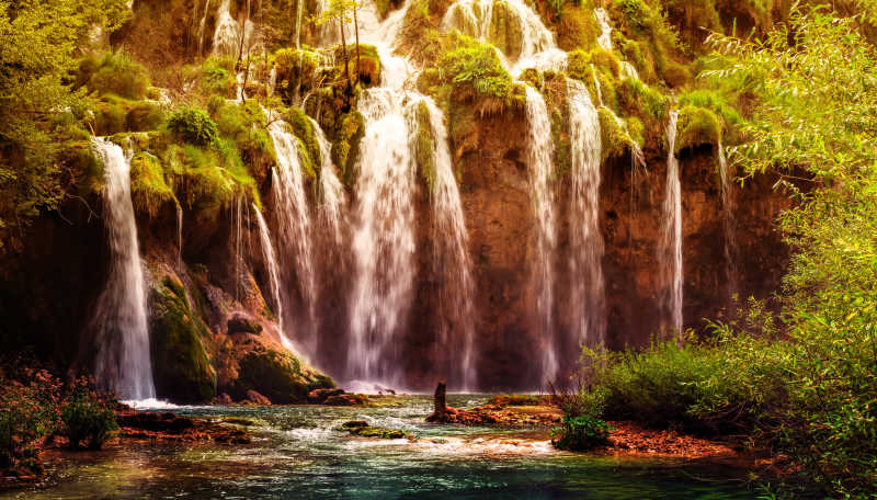 国家公园瀑布克罗地亚复古照片