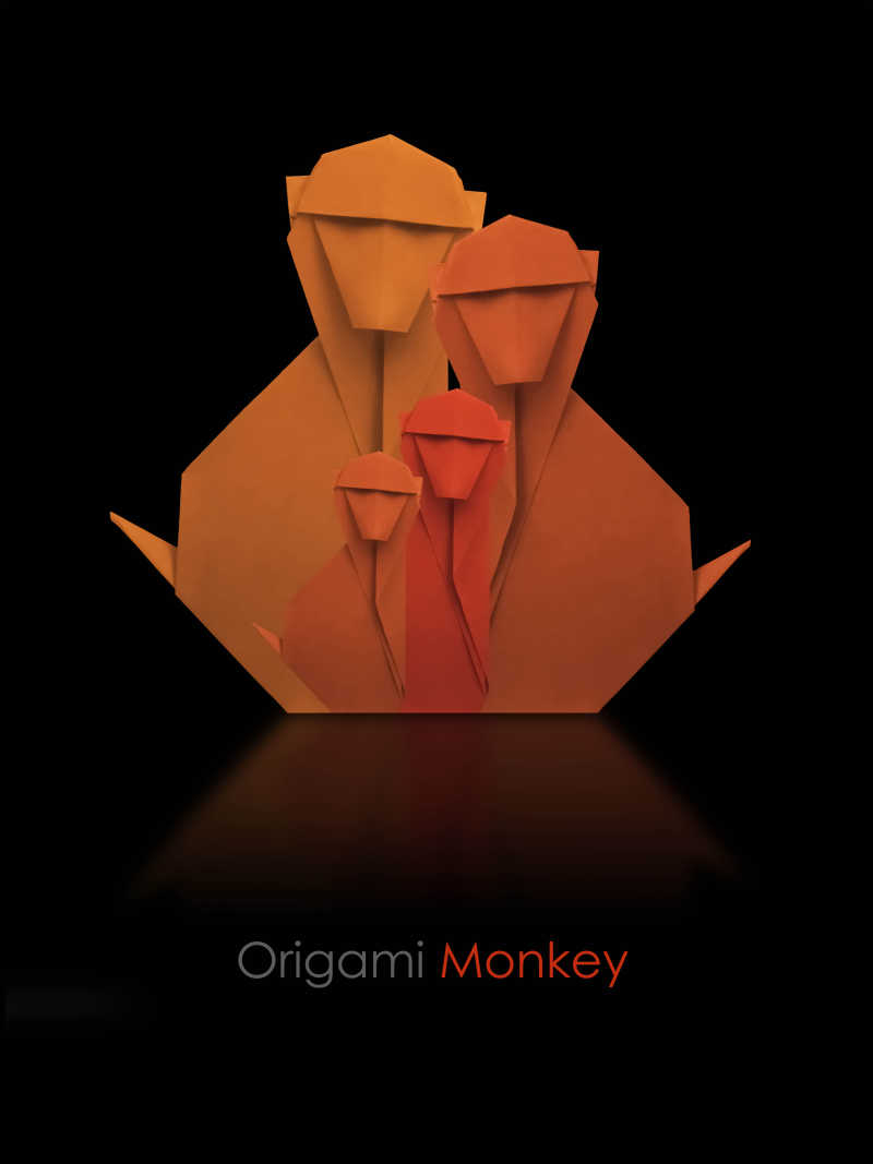 艺术折纸猴子一家