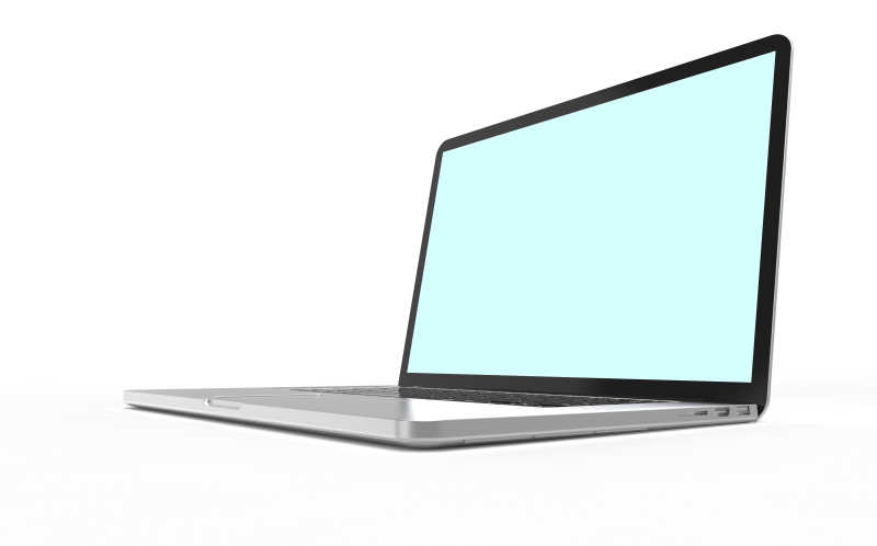 一台笔记本电脑在白色背景上