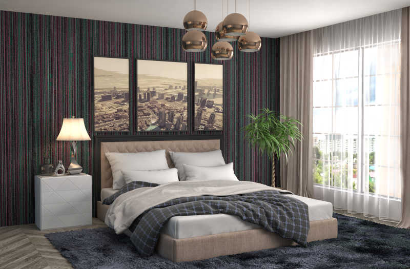 低调奢华的现代卧室效果图