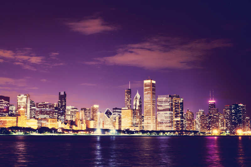 芝加哥市区的夜景