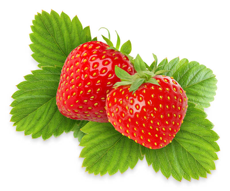 白色背景的新鲜草莓
