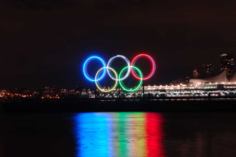 夜晚里的奥运五环