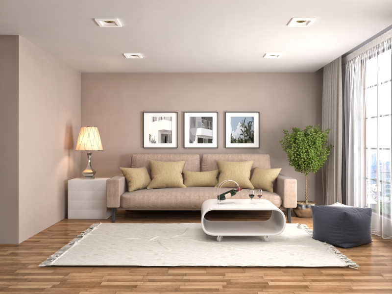 棕色调的温馨现代起居室的设计