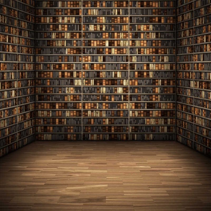 一个书架上全是书的房间背景