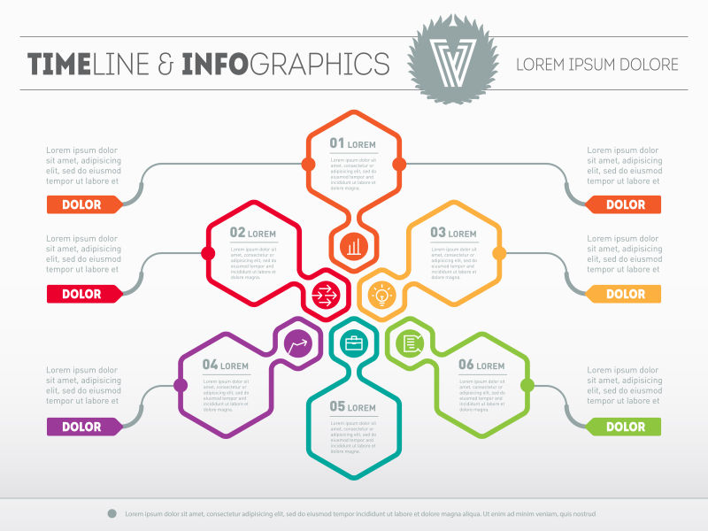 创意彩色几何集合的矢量信息图表模板