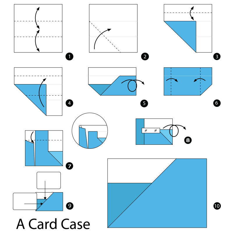 折纸盒子步骤的矢量图解