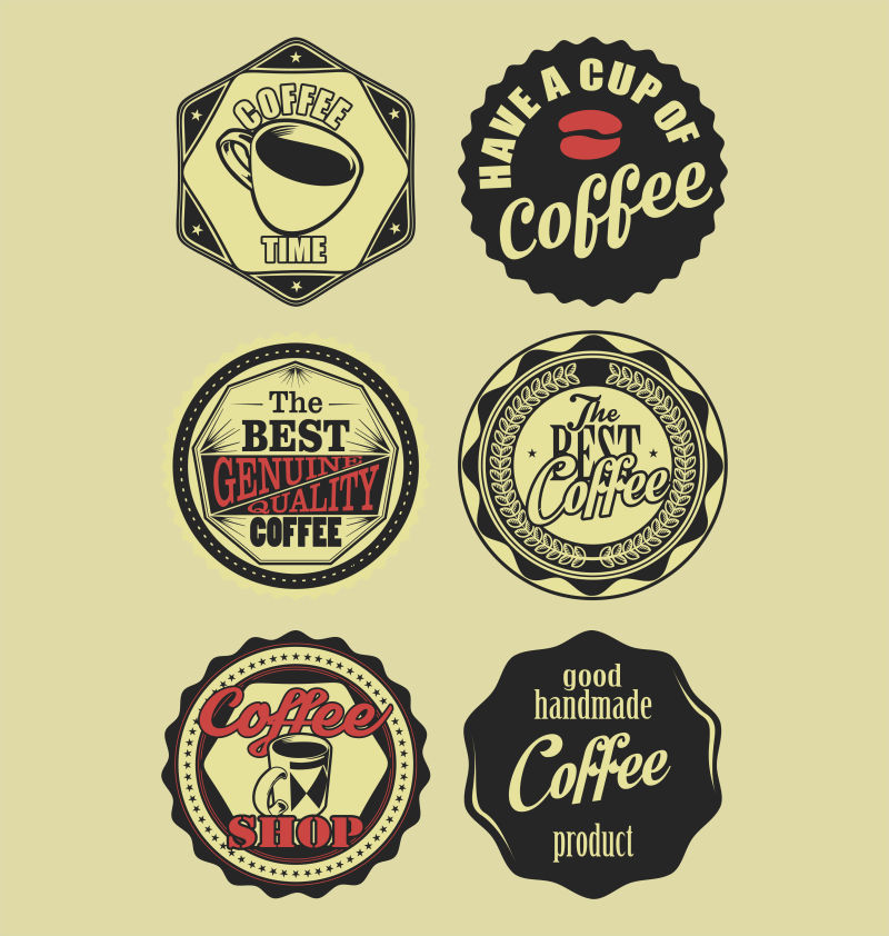 创意咖啡复古标签矢量设计插图