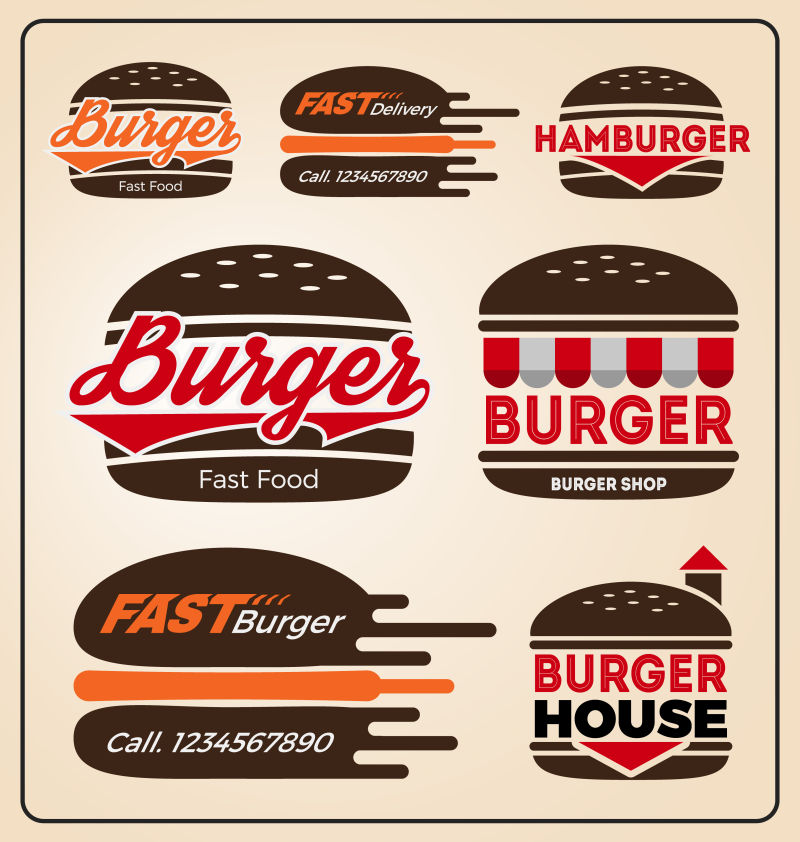 汉堡形状矢量商标设计