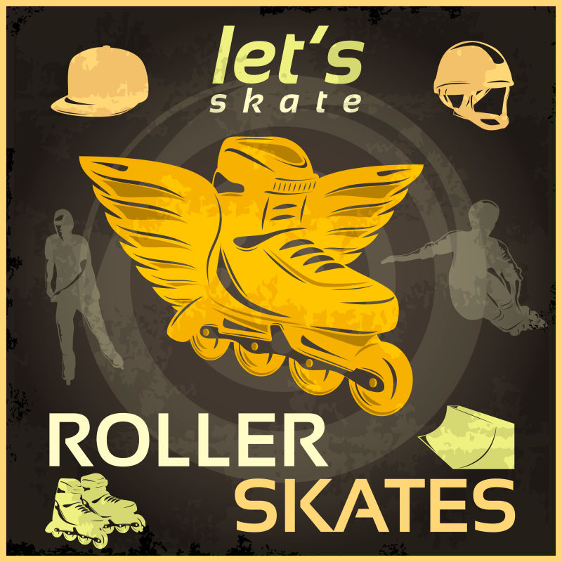 溜冰运动主题的海报矢量模板