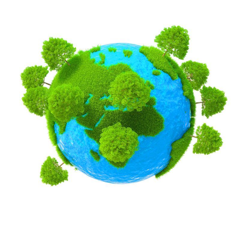 长着绿色树木的地球模型