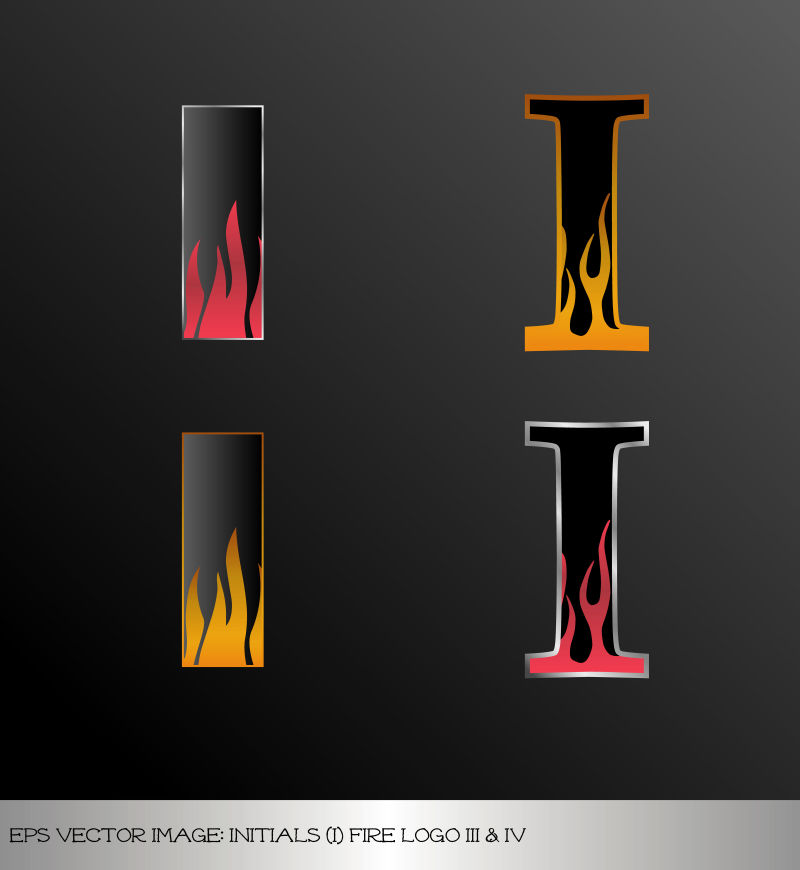 带有火焰纹理的字母I矢量插图设计