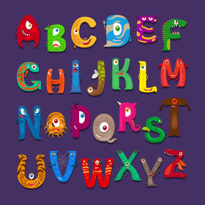 矢量儿童趣味字母表
