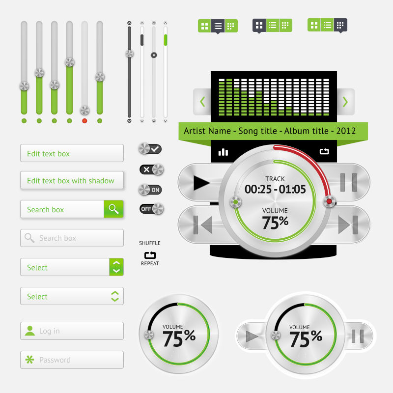 矢量网络音乐用户界面的元素设计