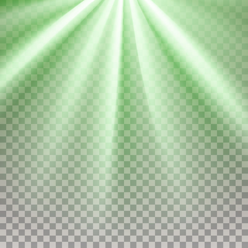 透明背景上的矢量绿色射线