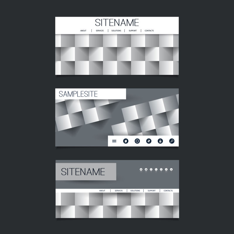 矢量的立体方形图案网页标题栏设计