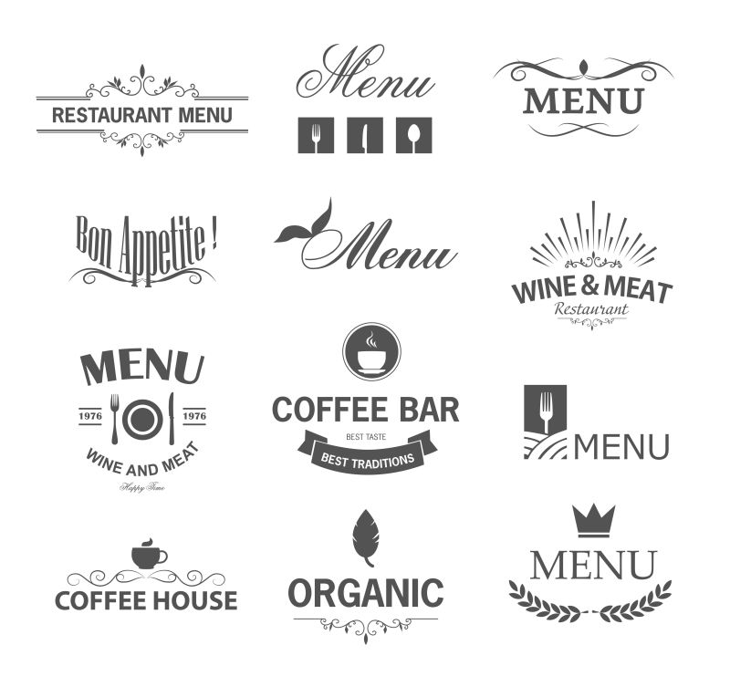 创意矢量餐厅创意标签