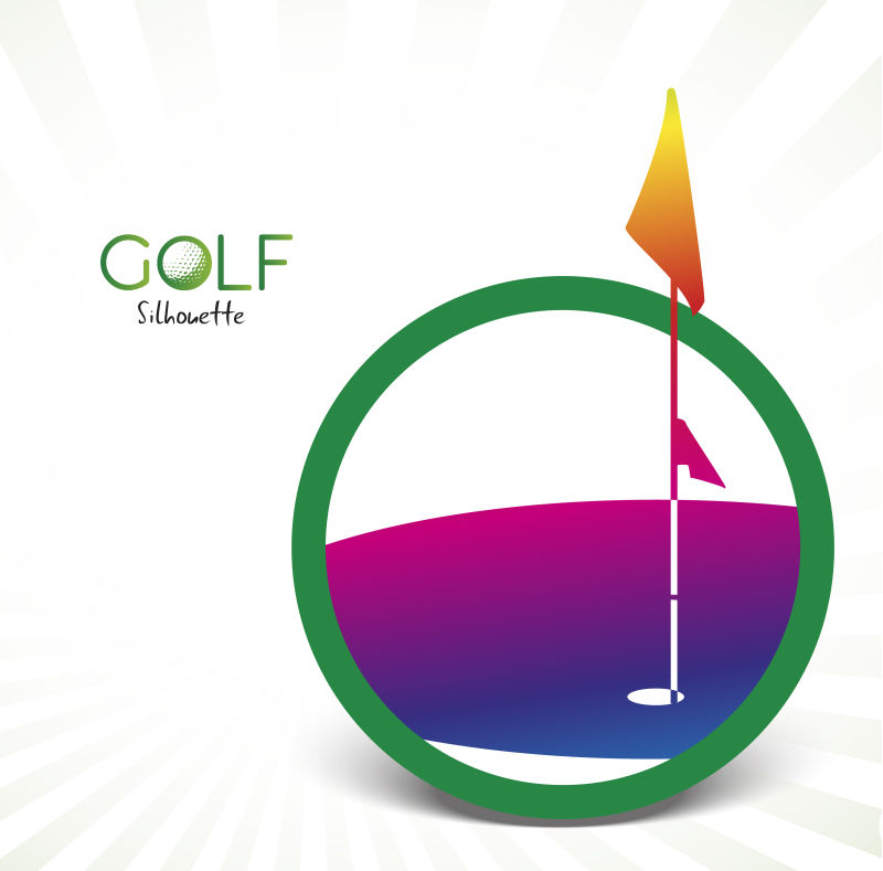 高尔夫主题矢量彩色图标设计