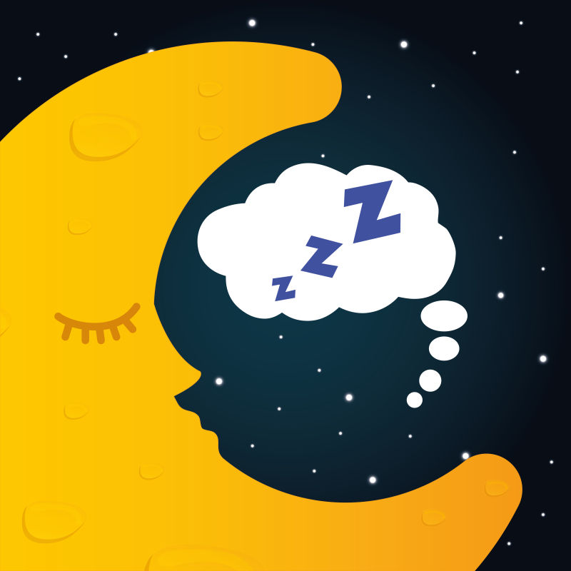 睡觉的月亮矢量卡通插图