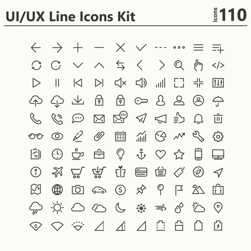 UI和UX矢量线形图标设计