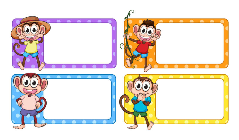 创意矢量卡通猴子标签