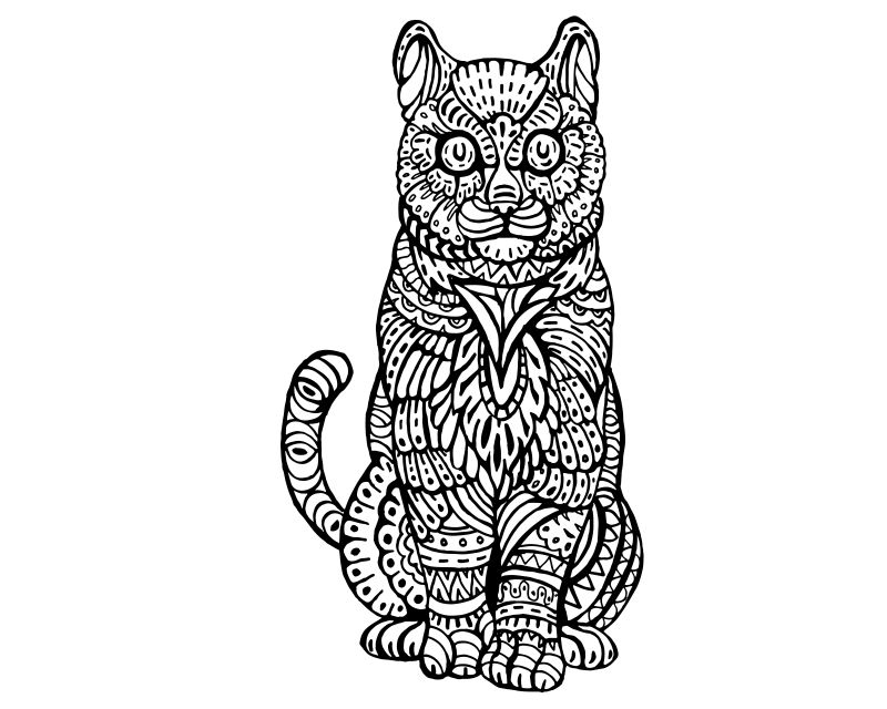 矢量小猫传统图腾涂鸦设计