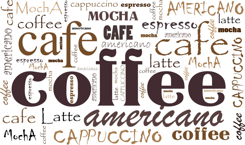 咖啡主题的矢量文字背景