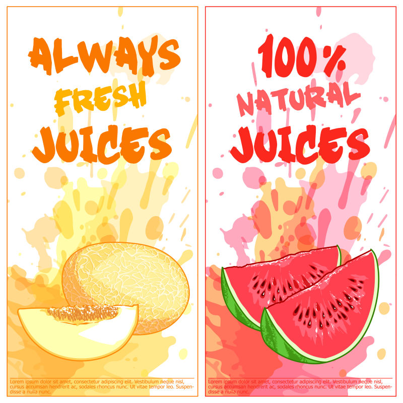 矢量的瓜果汁宣传单设计