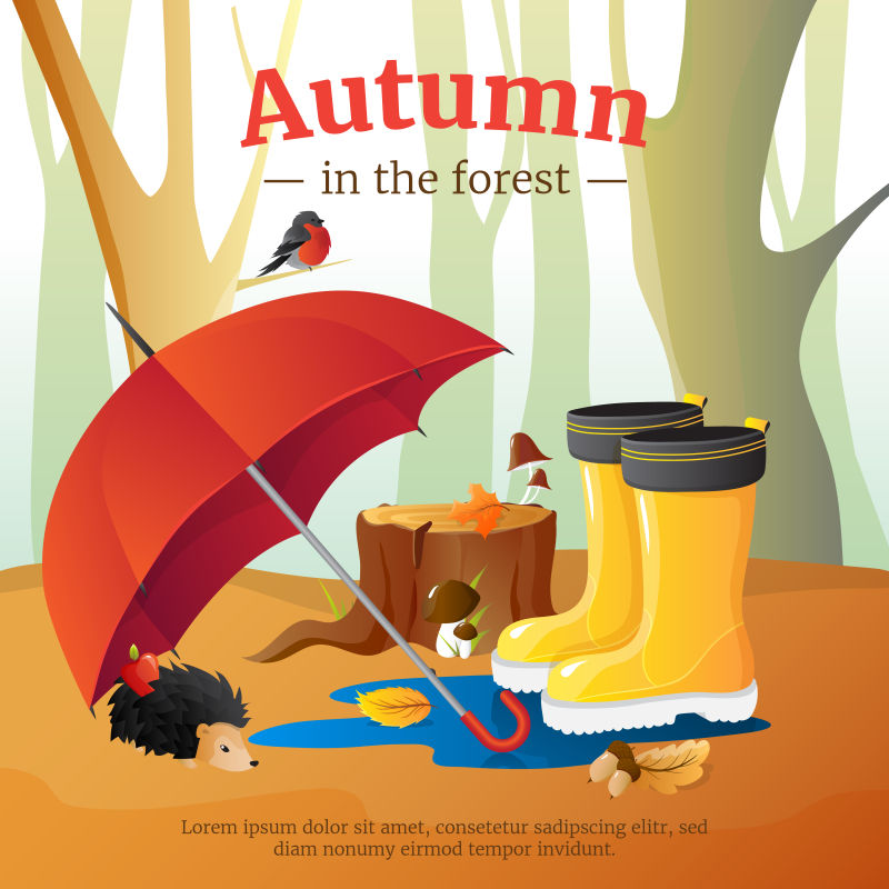 矢量的秋季森林插图设计