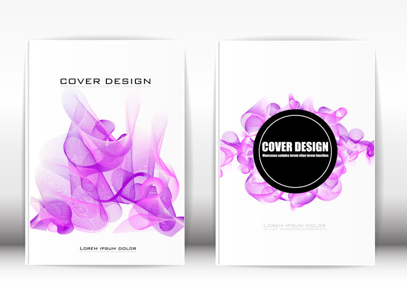 矢量紫色烟雾元素的宣传册封面设计
