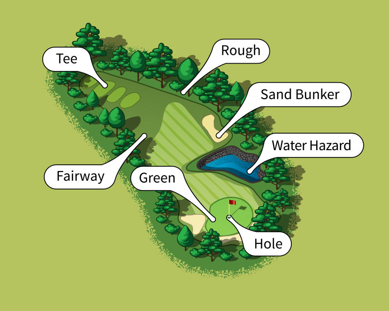 绿色的矢量高尔夫球场设计