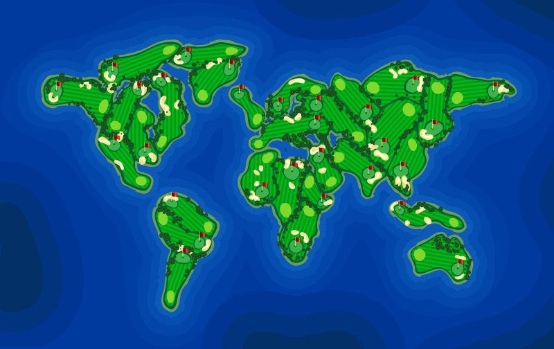 矢量绿色的高尔夫球场地图
