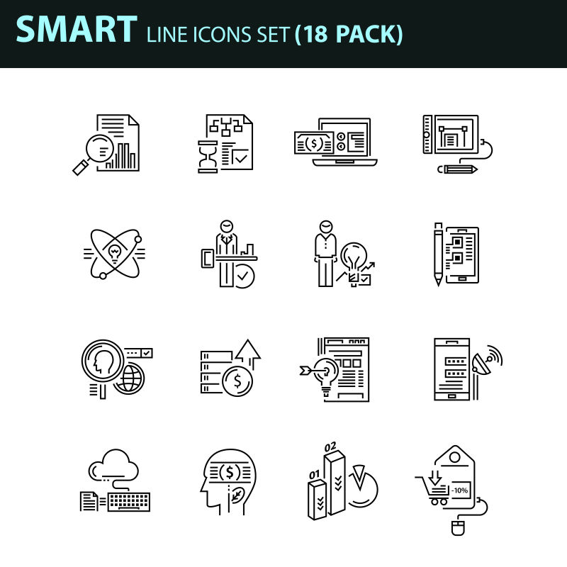 矢量现代商业概念的细线图标设计