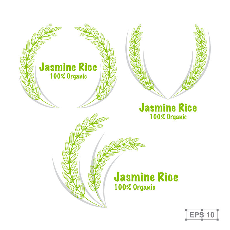 绿色水稻标志矢量设计