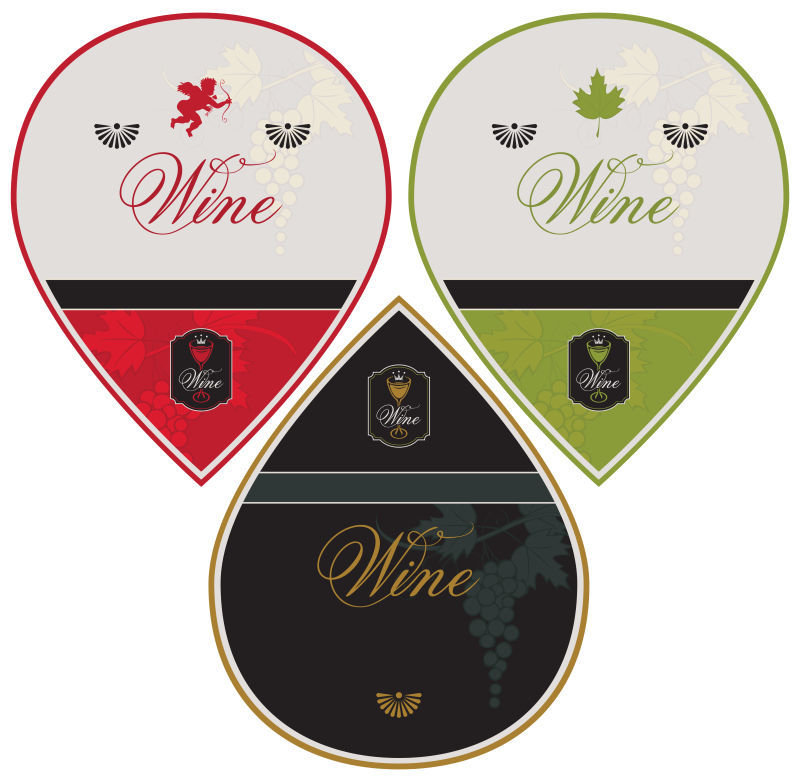 矢量不规则形状的创意葡萄酒标签设计