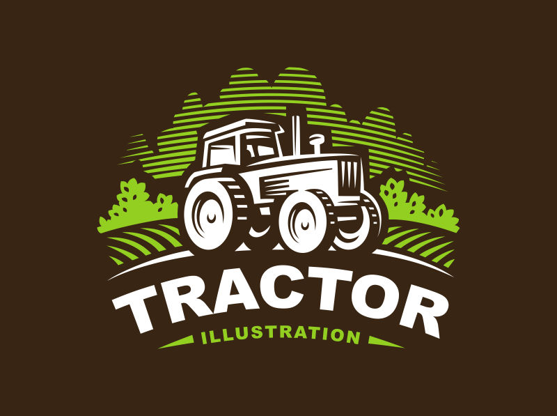 拖拉机图案的农场标签矢量设计