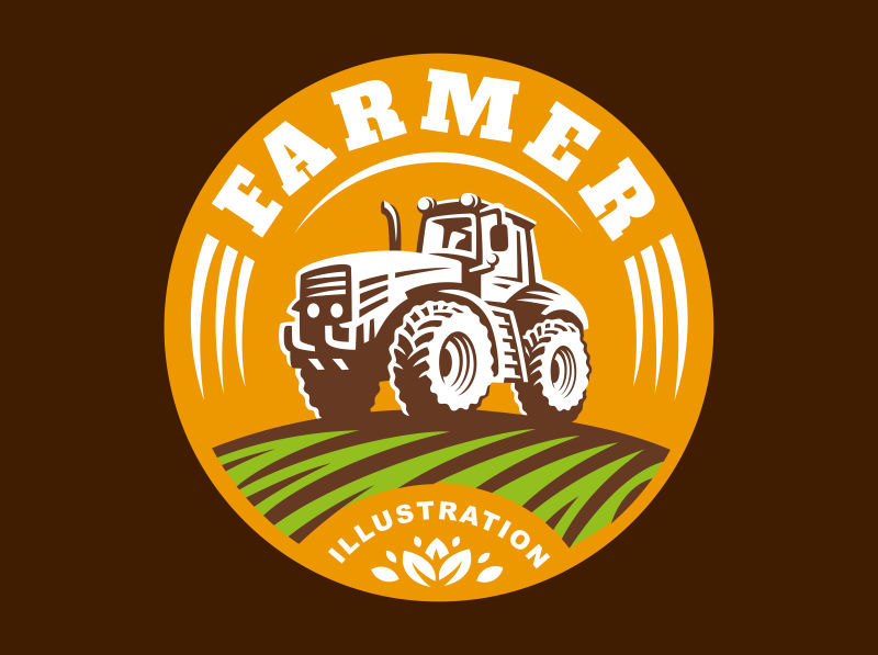 拖拉机图案的矢量农业标志设计