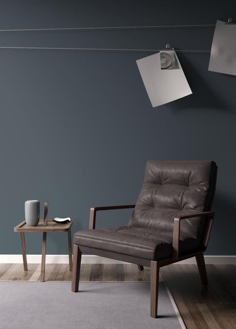 三维绘制的时尚现代室内与扶手椅