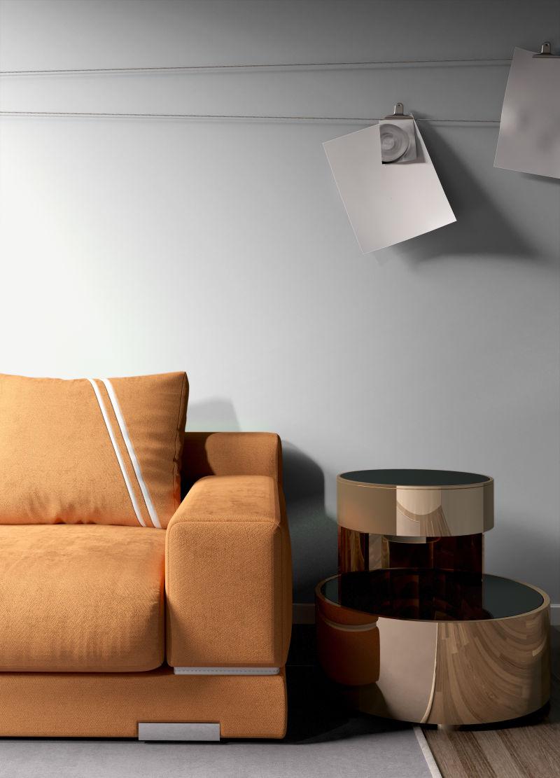 三维绘制的时尚的现代室内沙发