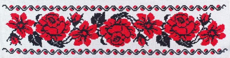 花卉玫瑰和百合十字绣