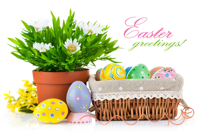 复活节的装饰品和鸡蛋